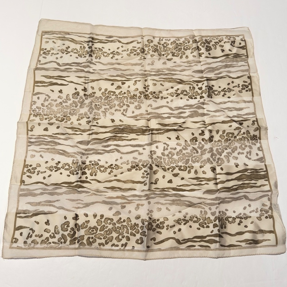 Kathie Lee Collection Scarf Made in Italy Leopard Zebra Animal Print Square Y2K